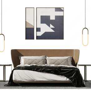 现代双人床3D模型下载